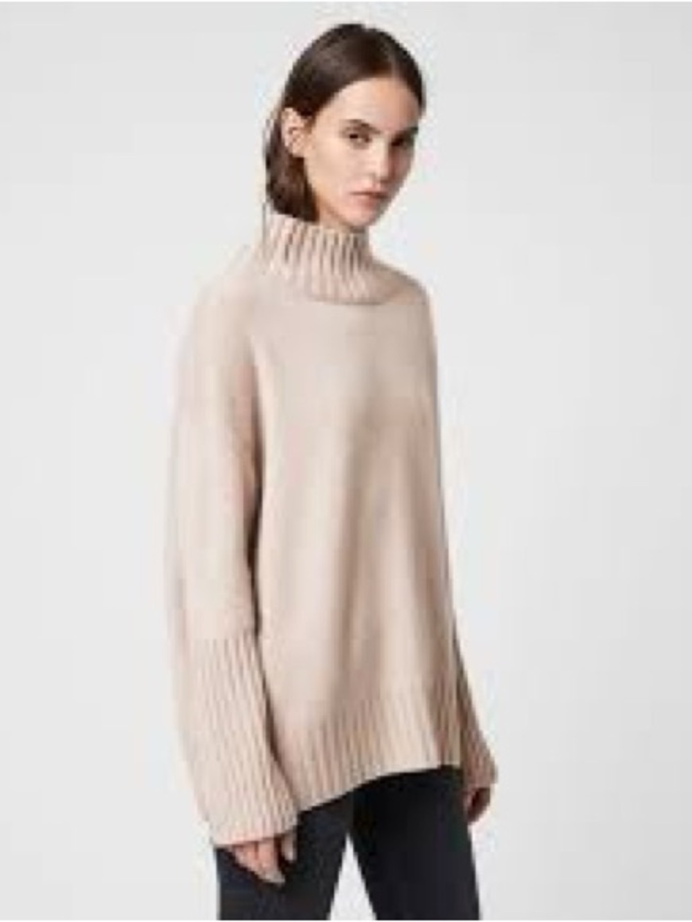ALL SAINTS Vale Cashmere Sweater - 100% Cashmere Nude Mockneck